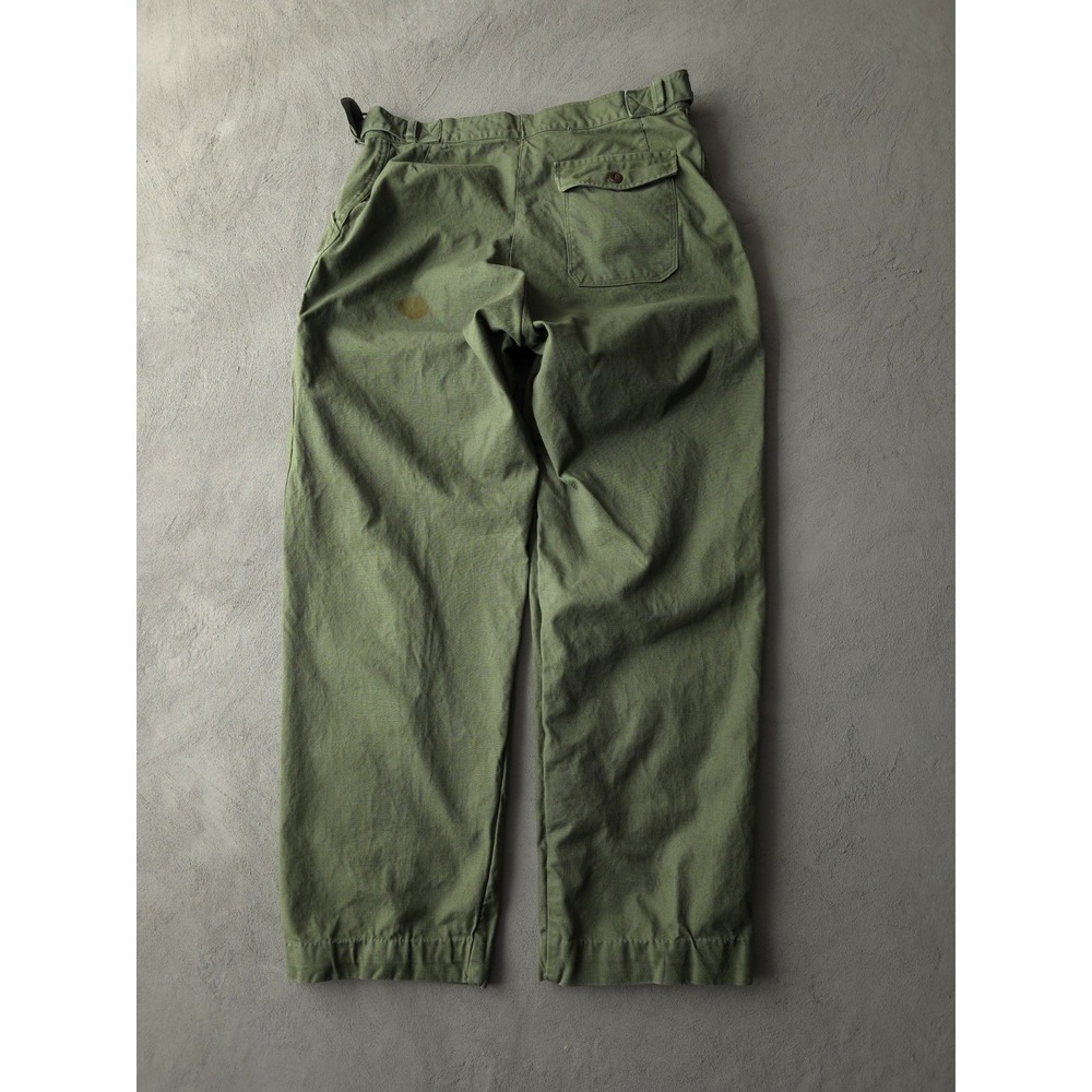 Vintage 1960s Guy Leroy Green Cotton Twill Mechanic Pants Military Style 32 x 27 - Picture 3 of 12